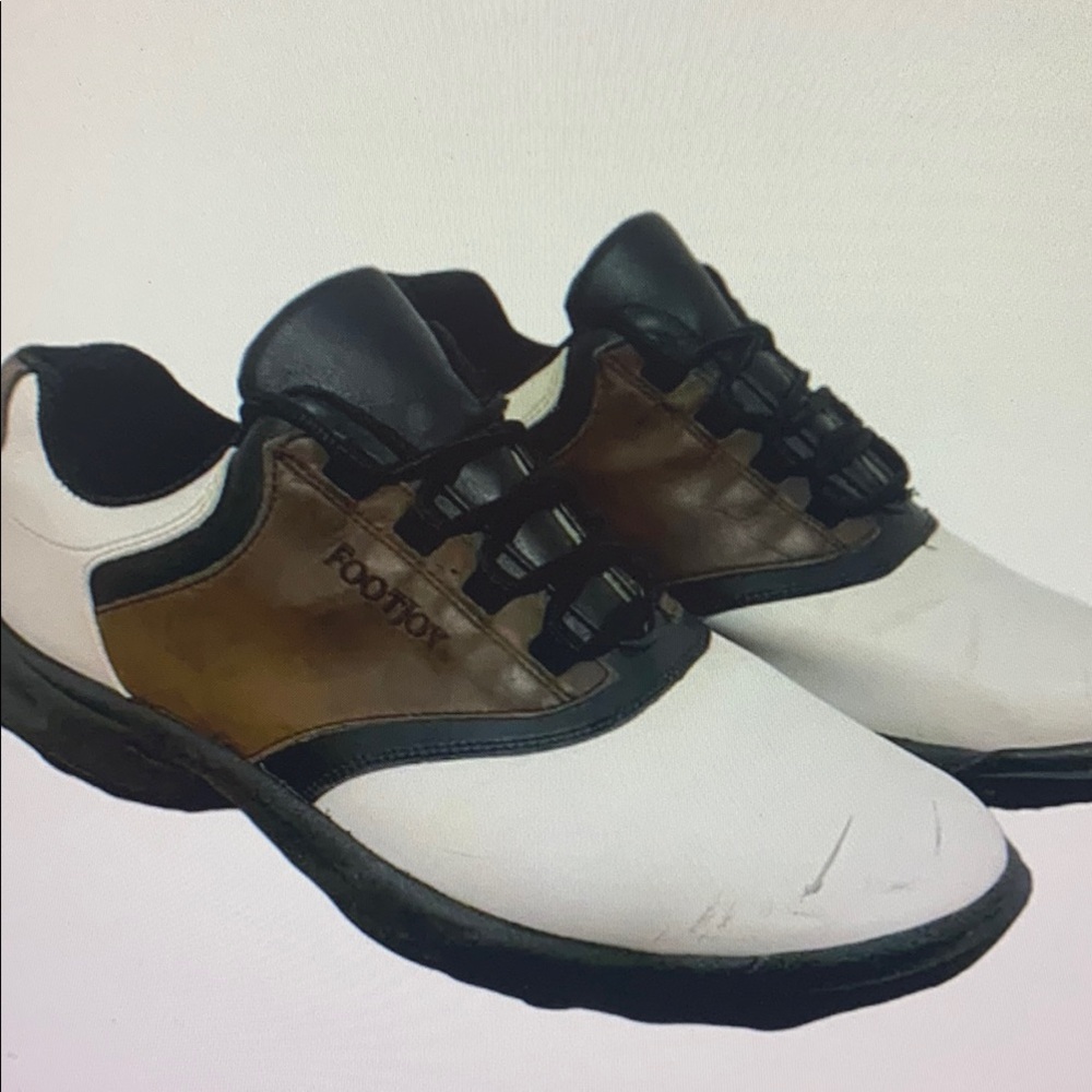 FootJoy Men's White and Brown Golf Shoes